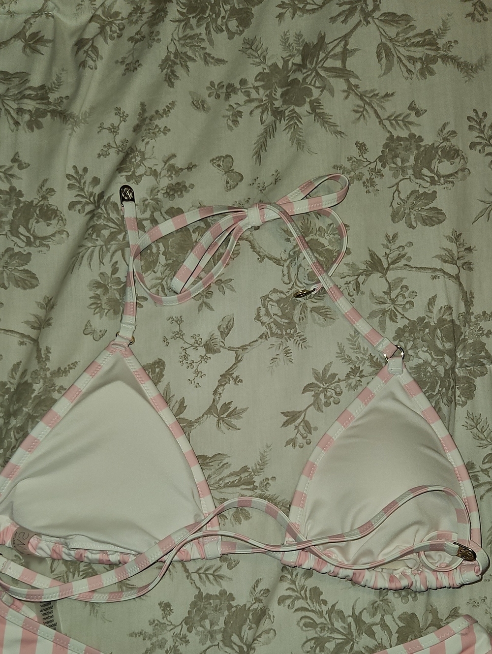 Victoria Secret Women’s Pink and White Striped Triangle Bikini - Picture 5 of 6
